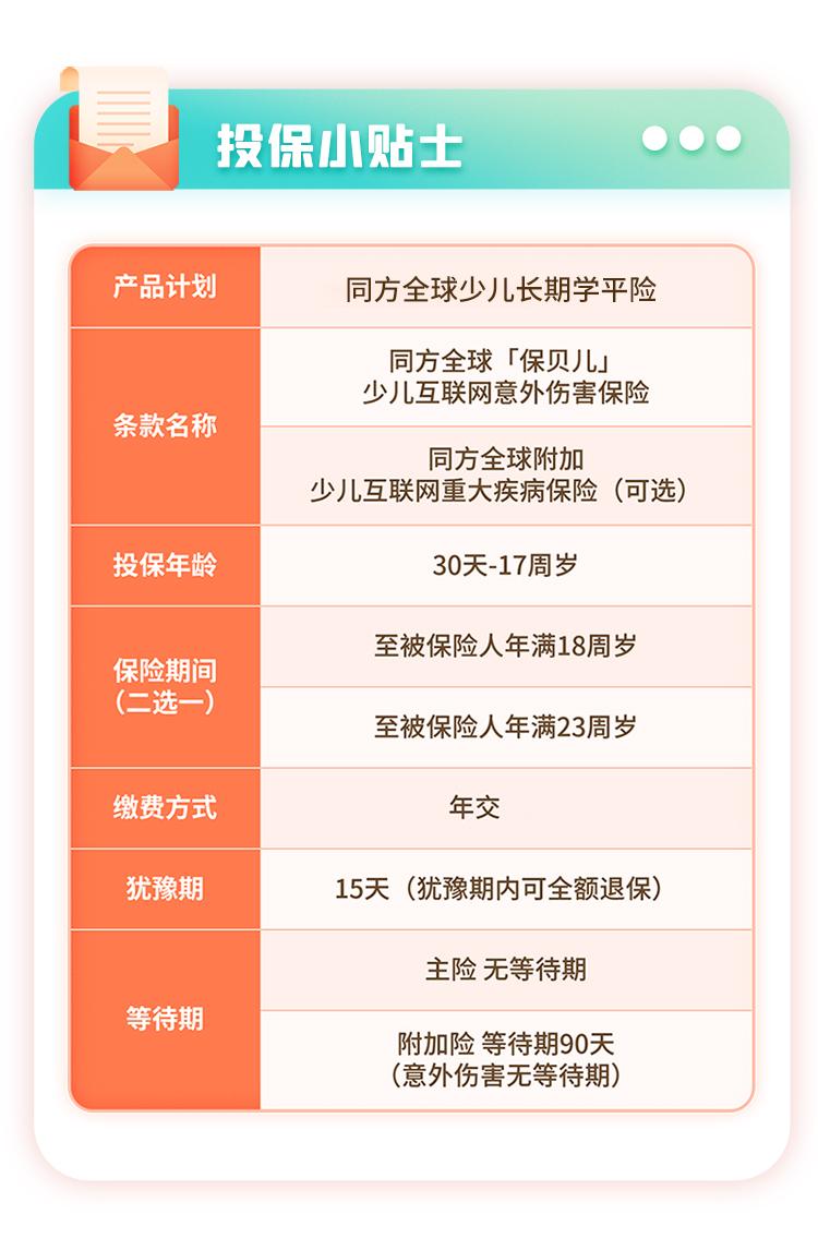 同方全球少儿长期学平险